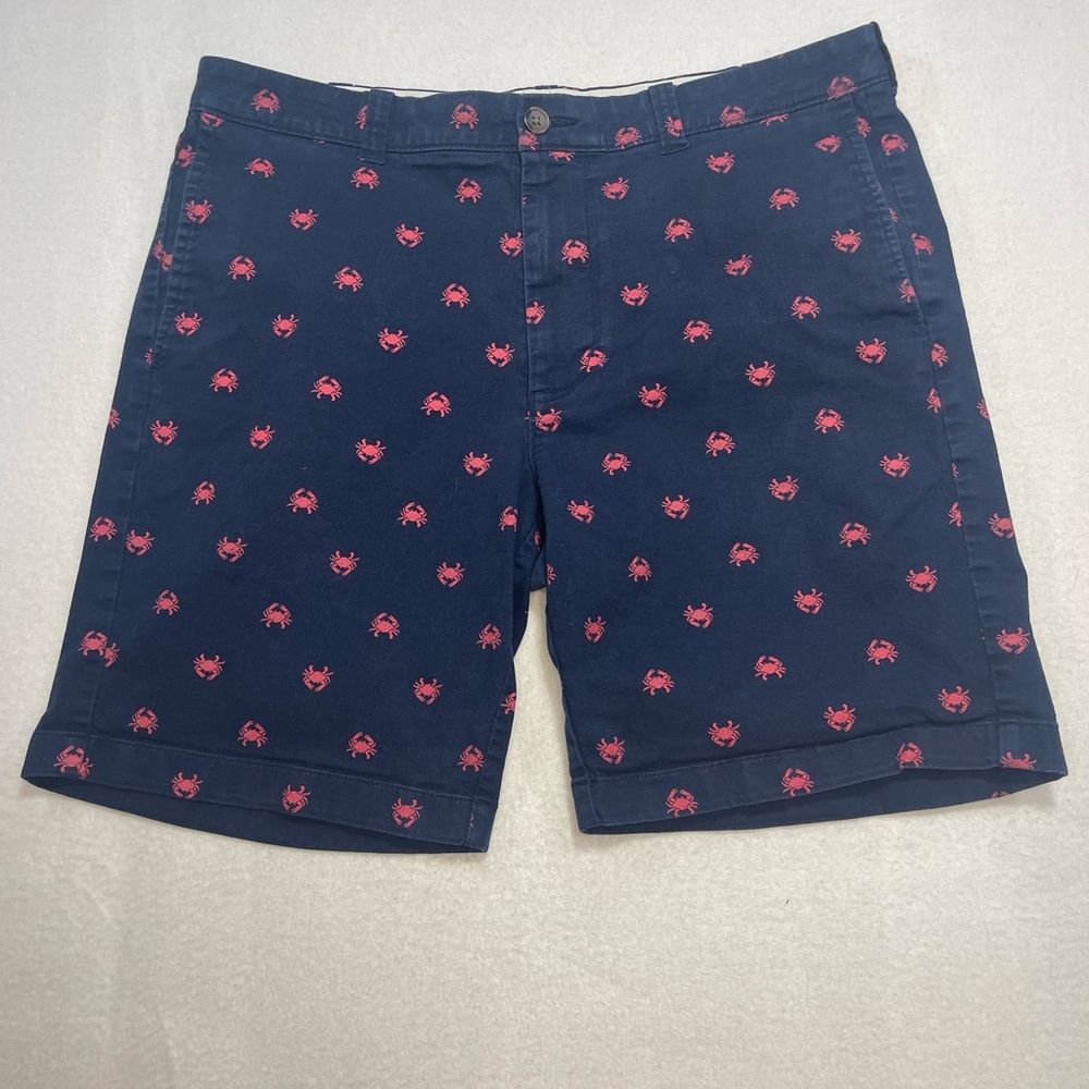 J.Crew Men’s Navy Crab Print Chino Shorts – Size 34 Nautical Summer Preppy